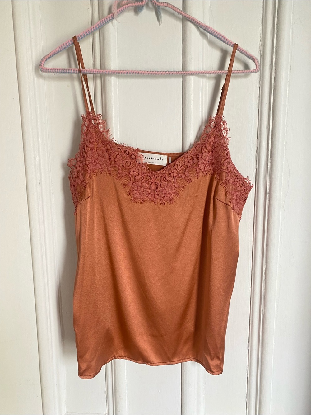 Silk Lace Trim Pink Camisole